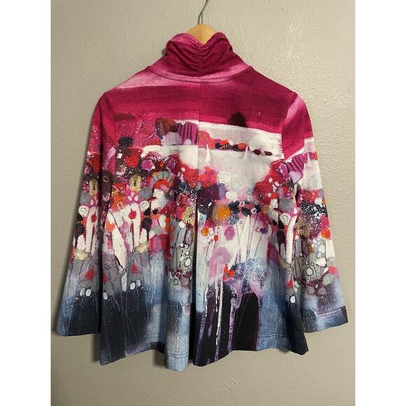Simply Art By Dolcezza Womens Jacket Small Colorful Floral Abstract Button Up - Picture 2 of 7